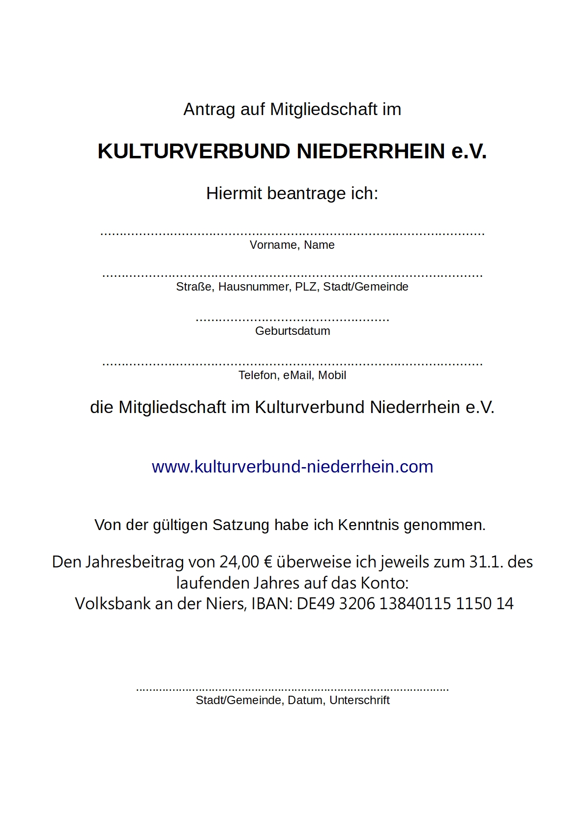 Antrag auf Mitgliedchaft zum Download